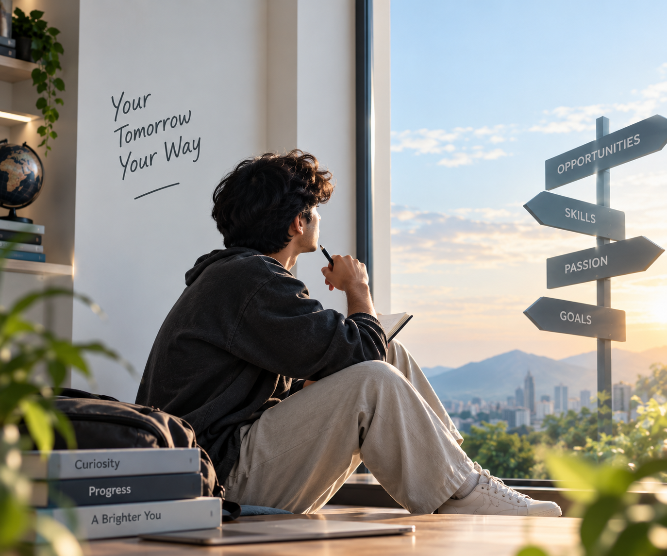 Student exploring education and career options