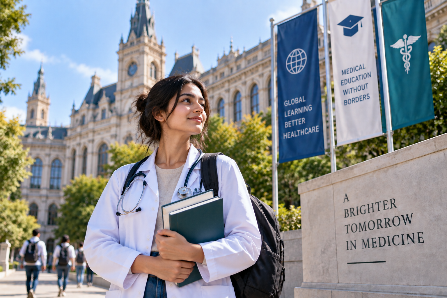 Medical student exploring an international university environment