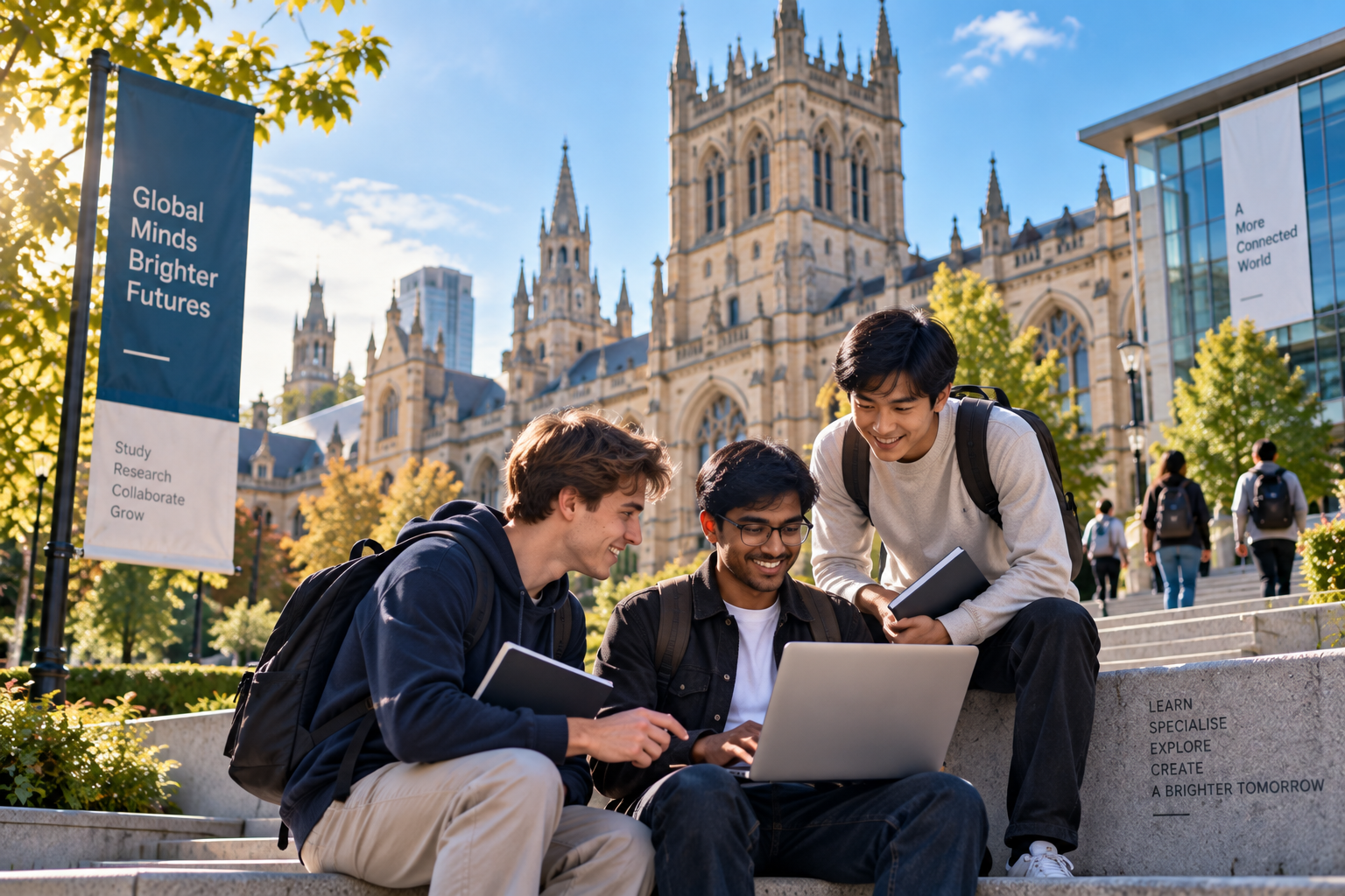 Postgraduate student studying at an international university